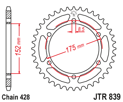 Zębatka tylna JT (428)