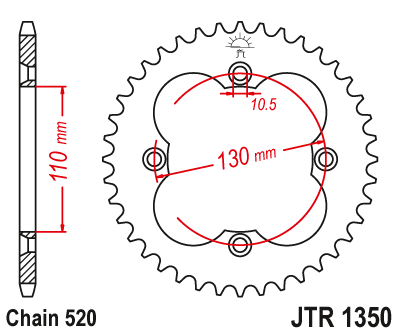 Zębatka tylna JT JTR1350-38