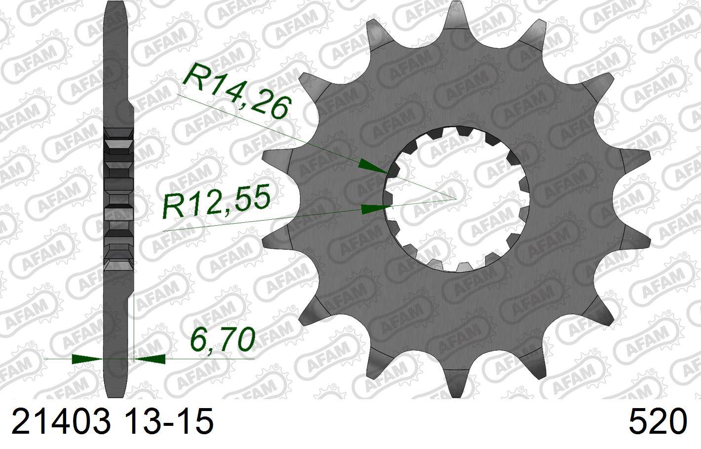 Zębatka przód 520 AFAM do Yamaha Raptor 700R, YFZ 450R Quad - 21403-13 / JTF1592-13