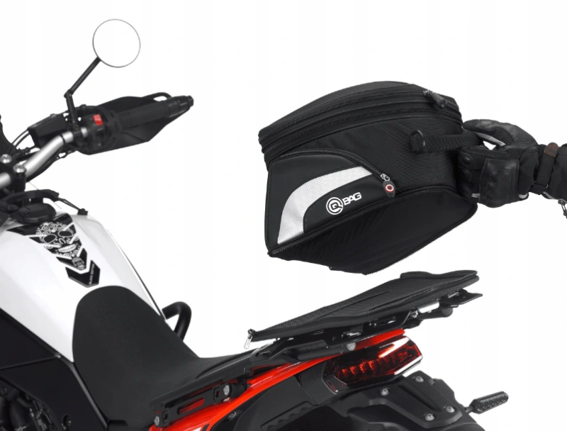 Torba motocyklowa QBAG czarna odblaskowe elementy