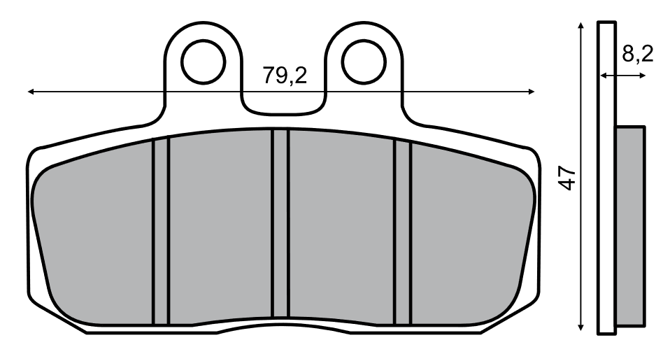 Klocki hamulcowe RMS 79,2x47x8,2 mm