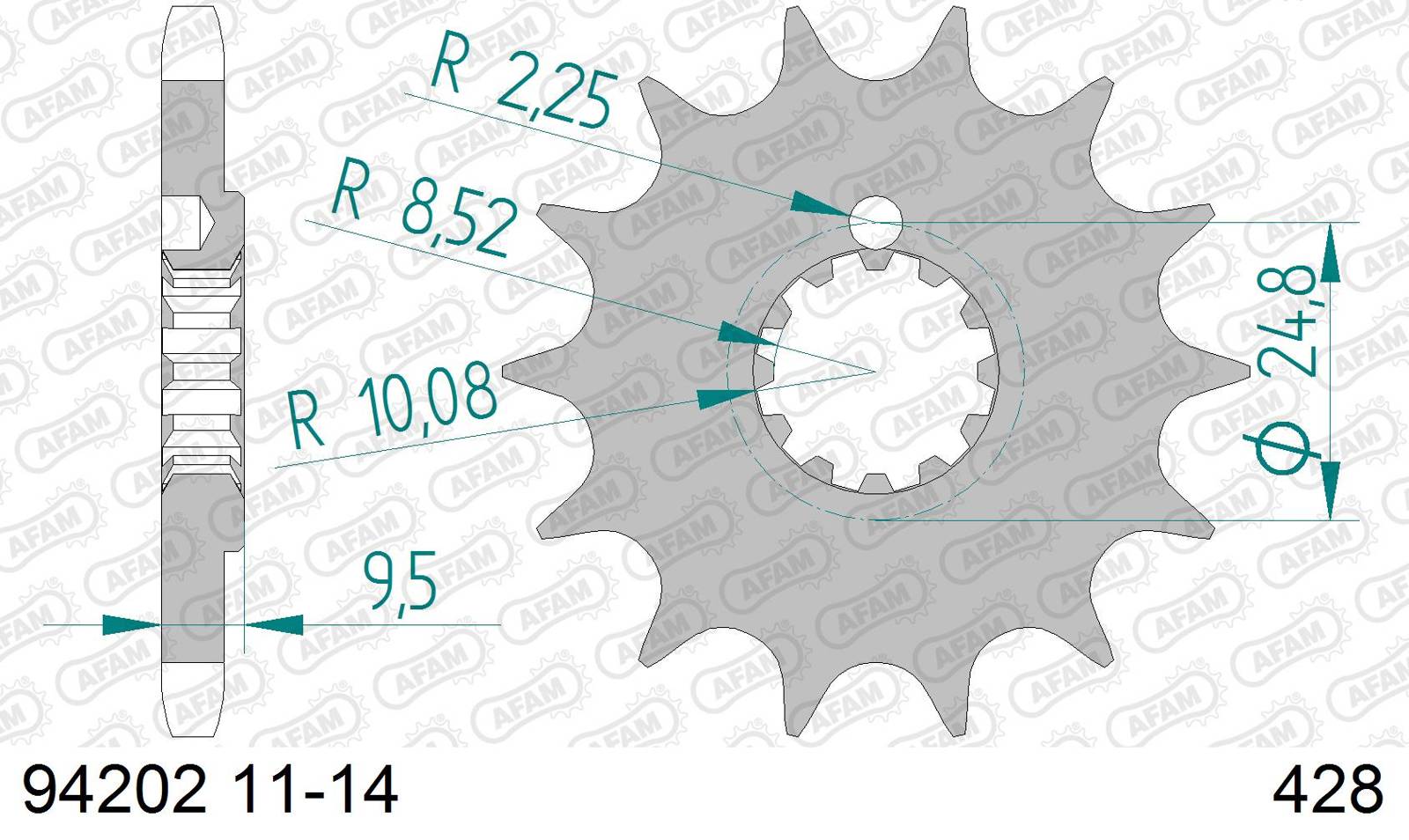 Zębatka przód 428 AFAM 14 ktm sx 85 (04-20), 105 (07-11), tc 85 (15-20) - 94202-14 / JTF1907-14