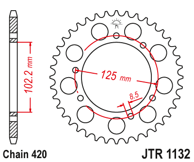 Zębatka tylnia JT 53 (420) - klasa łańcucha 420