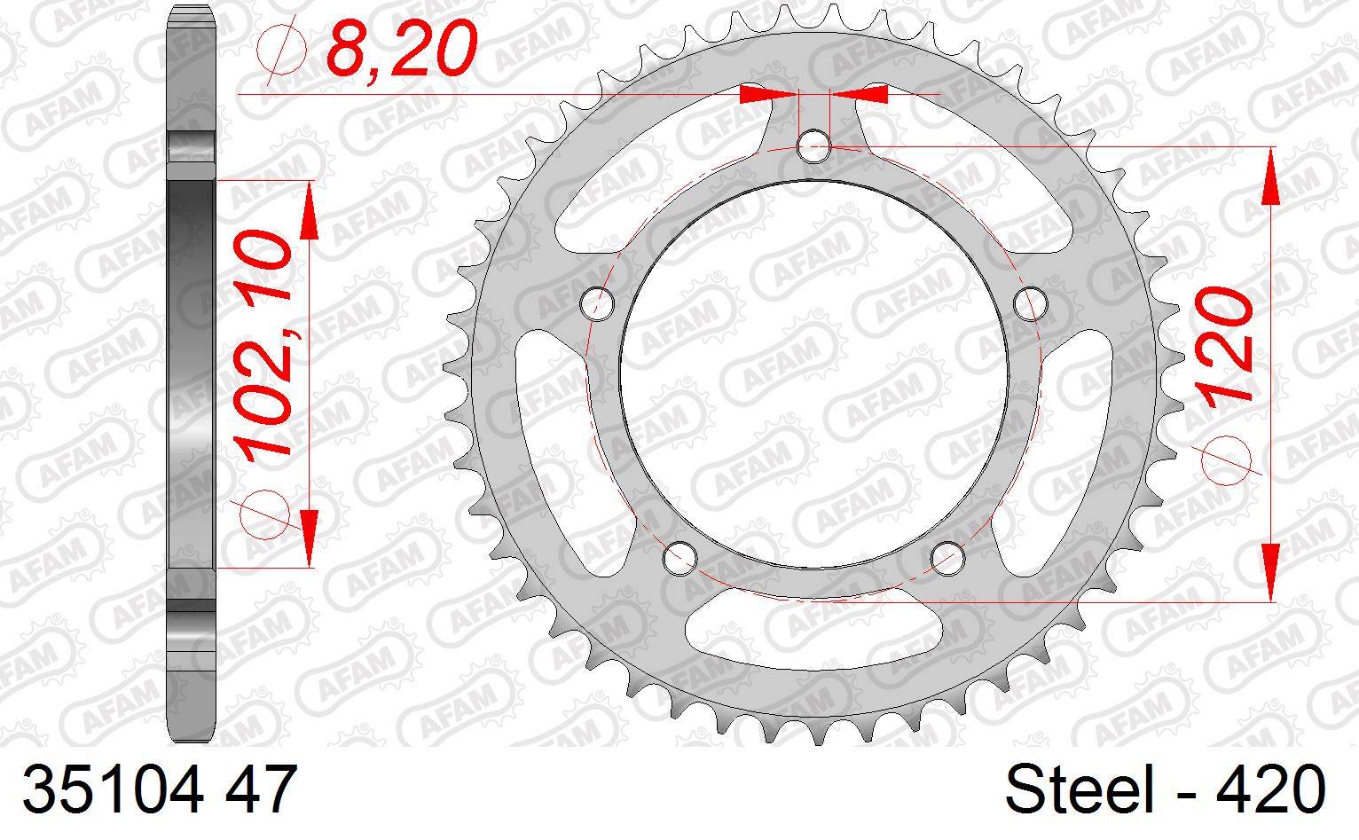 Zębatka tył 420 AFAM 47 do Aprilia RS 50 (99-05)