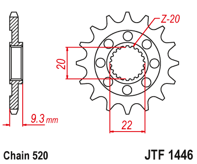 Zębatka przód JT Kawasaki Kxf 250