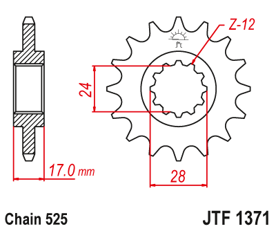 Zębatka przód JT 15 (525)