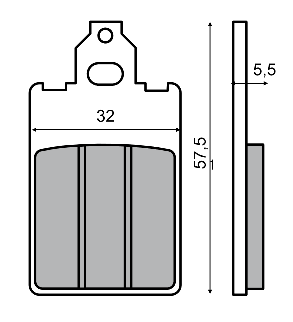 Klocki hamulcowe RMS 32x57,5x5,5 mm