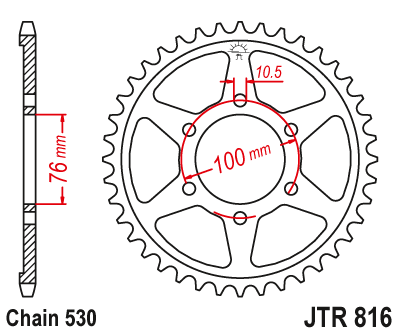 Zębatka tył JT 45 (530) - gsf bandit 1200 (95-05) - JTR816-45