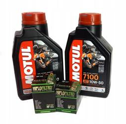 Olej motul 7100 2l 10w50 (syntetyczny) + filtr oleju HF155 HF157