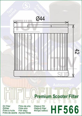 FILTR OLEJU HF566 KAWASAKI J300 J125 KYMCO 125 DOWNTOWN 200 300 X-TOWN DINK