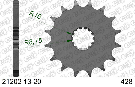 Zębatka przód 428 AFAM yz 85, xvs 125 drag star, dt / tdr 125 - 21202-14 / JTF558-14