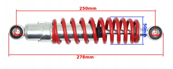 Amortyzator przód, regulacja, czerwona sprężyna quad / atv / cross 110 / 125 - ROY08324