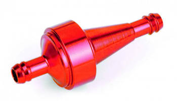 Filtr paliwa uniwersalny, okrągły, obudowa metalowa - fi 6 mm, dł 60 mm - czerwony - 97L115