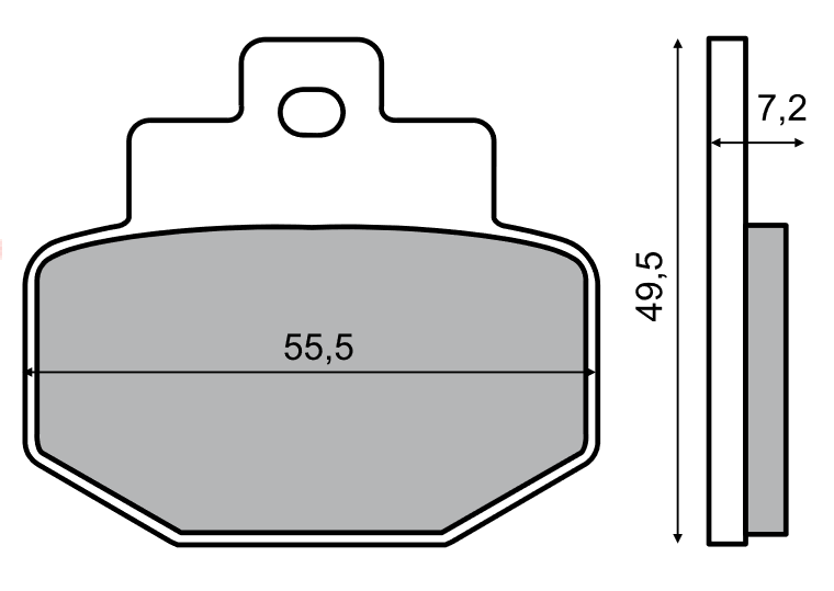 Klocki hamulcowe RMS 55,5x49,5x7,2 mm - 225100450 / DB2086RMS