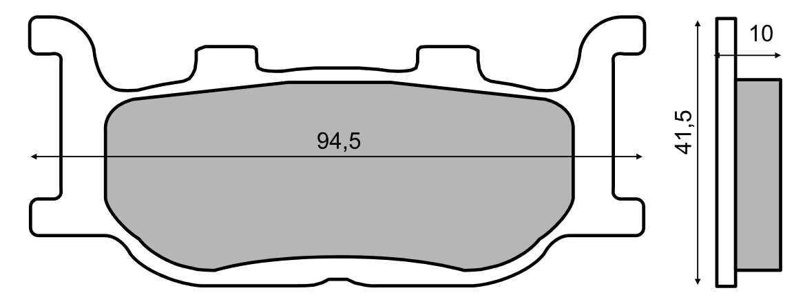 Klocki hamulcowe przód RMS 94,5x41,5x10 mm - majesty 250 - 225100410 / DB2023RMS