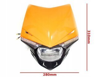 Lampa / owiewka przód cross / enduro, H4 35W + LED boczne pomarańczowa