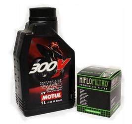 Olej motul 300v 1l 15w50 (syntetyczny) + filtr oleju HF655