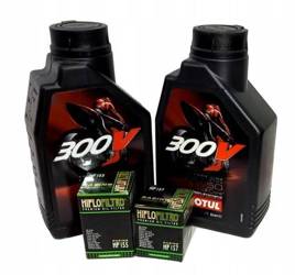 Olej motul 300v 2l 15w50 (syntetyczny) + Filtr Oleju HF155 HF157