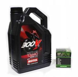 Olej motul 300v 4l 10w40 (syntetyczny) 4t + filtr oleju HF138 APRILIA SUZUKI