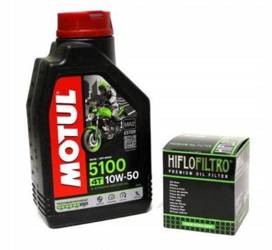 Olej motul 5100 1l 10w50 4T (półsyntetyczny) + filtr oleju HF652