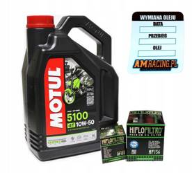 Olej motul 5100 4l 10w50 (półsyntetyczny) + filtr oleju HF155 HF156