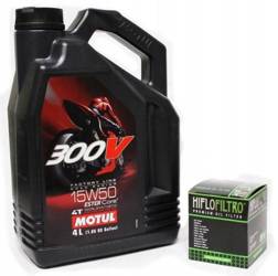 Oleju motul 300v 4l 15w50 (syntetyczny) 4t  Filtr oleju + HF165 BMW