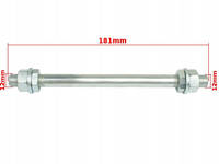 Ośka Oś koła tył, nakretki, kontra M12x181 mm Romet motorynka 50 - ROY15725