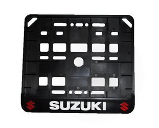 Ramka na tablice rejestracyjną + listwa dolna, czarna, z logo suzuki -  TABLICALS