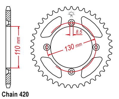 Zębatka tył FRANCE EQUIPEMENT - cr 80 / 85 / crf 150 - SR209FE-50