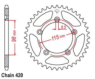 Zębatka tył FRANCE EQUIPEMENT - ktm sx 65 - SR046FE-46