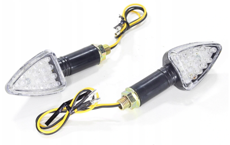 Kierunkowskazy led 12v, klosz biały, hom E11, 18 led, niełamiący CL167SC migacze kierunki motocyklowe motor skuter - ROY23039