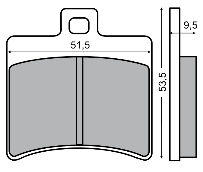 Klocki hamulcowe RMS 51,5x53,5x9,5 mm - 225100310 / DB2025RMS