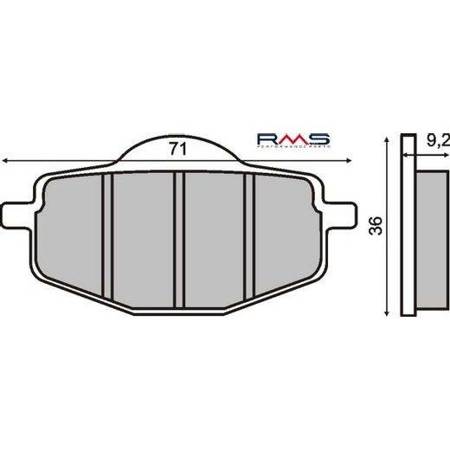 Klocki hamulcowe RMS 71x36x9,2 mm - 225101430 / DB2090RMS