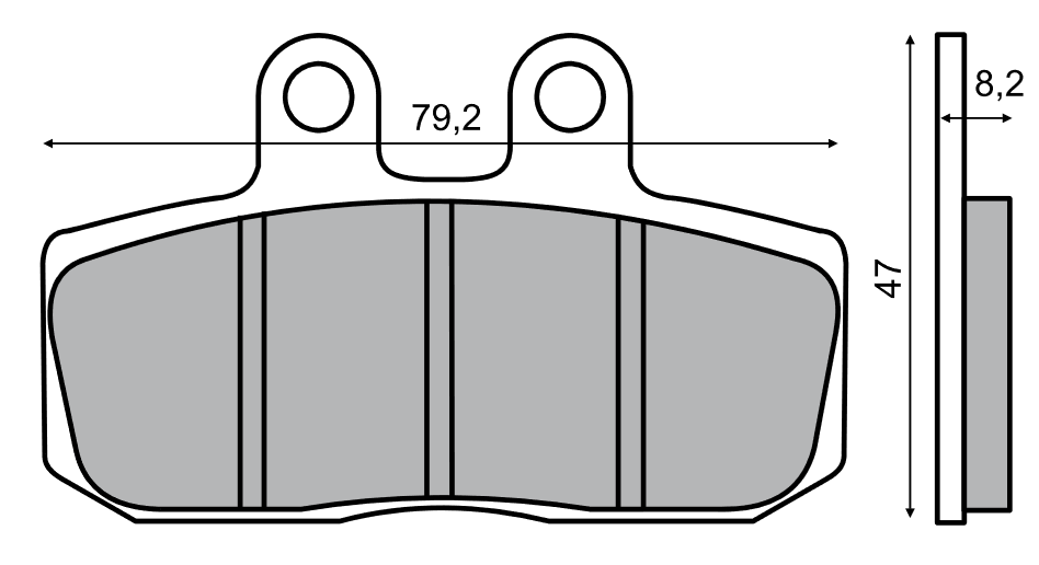 Klocki hamulcowe RMS 79,2x47x8,2 mm - 225100760