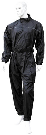 Kombinezon przeciwdeszczowy (rain suit) czarny, roz XXL, odblaski, ściągacze, expres - 700FN44