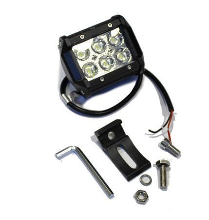 Lampa robocza led 6, 18W, 720 lm, E9, IP67 kit montażowy. spot quad, auto, utv - BX20001S