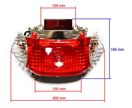 Lampa tył (białe migacze) skuter 4t 10 cali koło, hom E3, odblask - 50F2901-2W / BX16040031-2