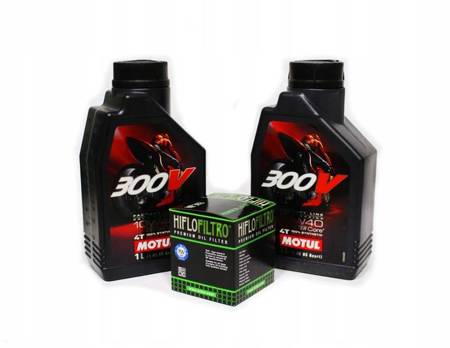 Olej motul 300v 2l 10w40 4t (syntetyczny) + filtr oleju HF303