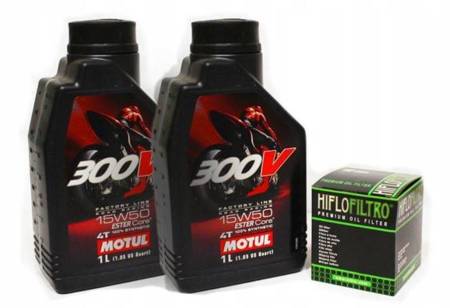 Olej motul 300v 2l 15w50 (syntetyczny) + filtr oleju  HF650 HIFLO