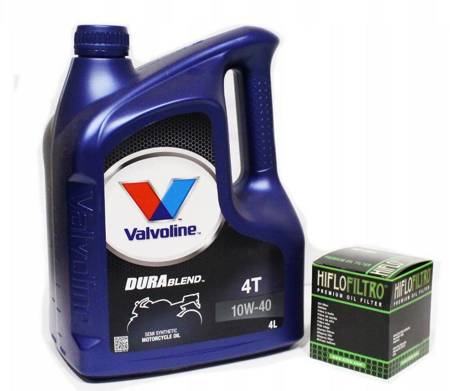 Olej silnikowy Valvoline Durablend 10w40 4l (PÓŁSYNTETYCZNY) moto, quad, skuter  filtr oleju + HF138