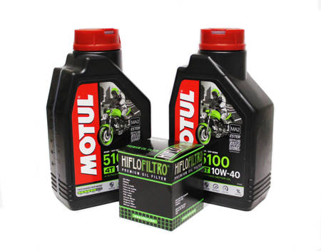 Olej silnikowy (motocykle) MOTUL 5100 10W40 2L (półsyntetyczny) 4T + filtr oleju HF 111 Honda