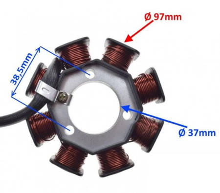 Stator/ stojan/ iskrownik 4 kabli / 8 cewek DC yamaha ybr 125 - YBR2002