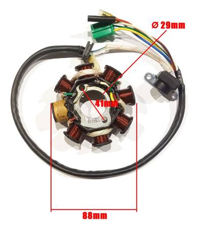 Stator / stojan / iskrownik (5 kabli / 8 cewek) gy6 125 / 150, skuter 4t - BX14080738