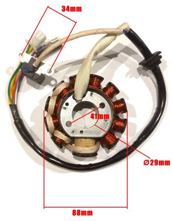 Stator / stojan / iskrownik (6 kabli / 11 cewek) gy6 125 / 150, skuter 4t - BX1405213