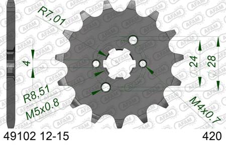 Zębatka przód 420 AFAM tzr, rs, rr, dt, rs2, rs3, xp6, xr6, xlimit - 49102-11 / JTF1128-11