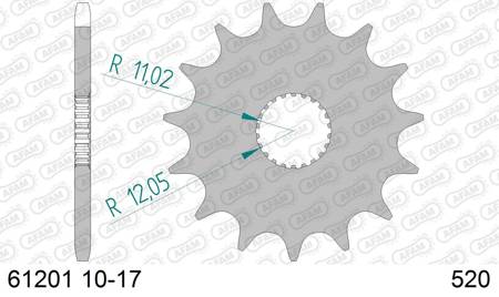 Zębatka przód 520 AFAM aprilia rs 125 (93-12), rx 125 - 61201-17 / JTF394-17