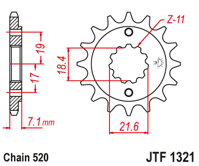 Zębatka przód JT 13 (520) - cbf / crf / xr 250 - JTF1321-13