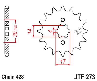 Zębatka przód JT 14 (428) - klx 125 (10-14) - JTF273-14