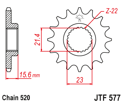 Zębatka przód JT 15 (520) - xtz tenere 660 / ttr / xt 600 - JTF577-15