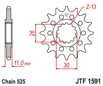 Zębatka przód JT 16 (525) - FZ8 FAZER / FZ-09 / MT-09 / TDM 900 - JTF1591-16